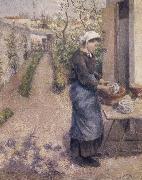 Camille Pissarro Woman washing dishes France oil painting artist
